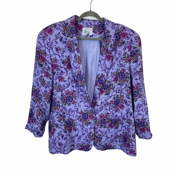 Pendleton Blazer Women Size 18W Country Sophisticates Floral Romantic Purple VTG - Picture 1 of 15